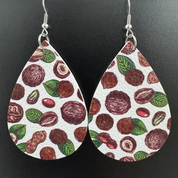 3/$25 Nuts Teardrop Dangle Tear Drop Earrings - Picture 1 of 2